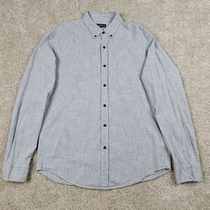 J Crew Mercantile Chambray Shirt Men's L Grey Classic Fit 100% Cotton Minimalist